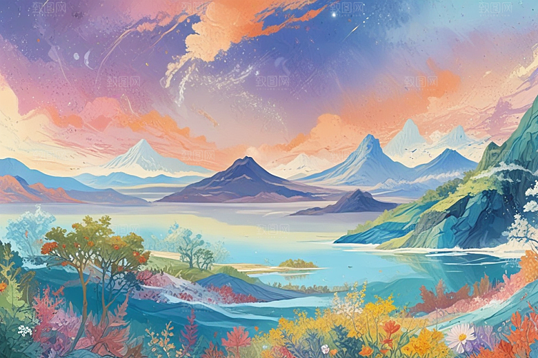 花海仙境阳光图片