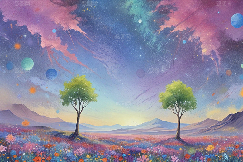 花海仙境阳光图片