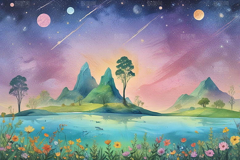 花海仙境阳光图片