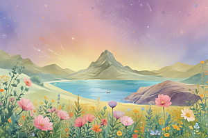 花海仙境阳光图片