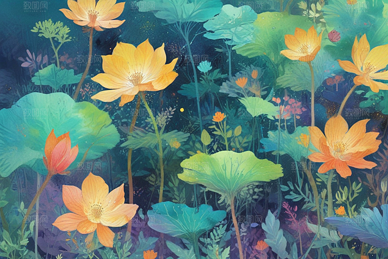 花海仙境阳光图片