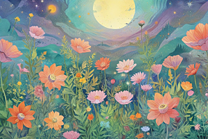 花海仙境阳光图片