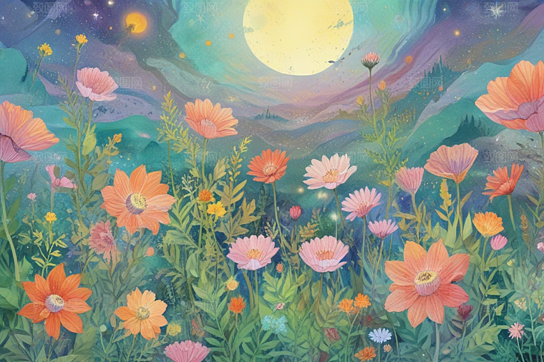 花海仙境阳光图片