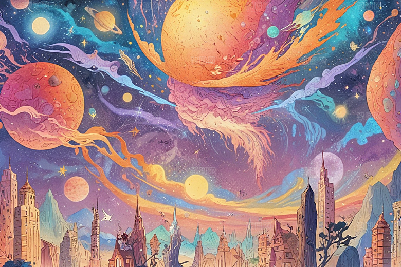 色彩斑斓奇幻星空图片