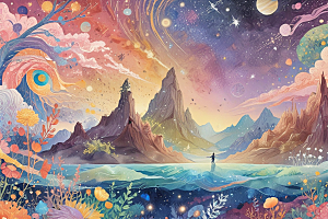 幻想宇宙奇幻风景画图片