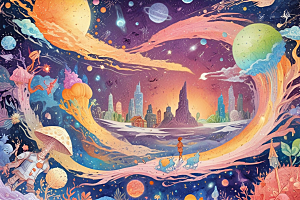 幻想宇宙奇幻风景画图片