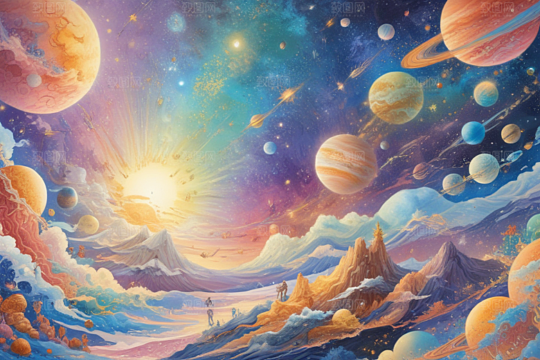 幻想宇宙奇幻风景画图片