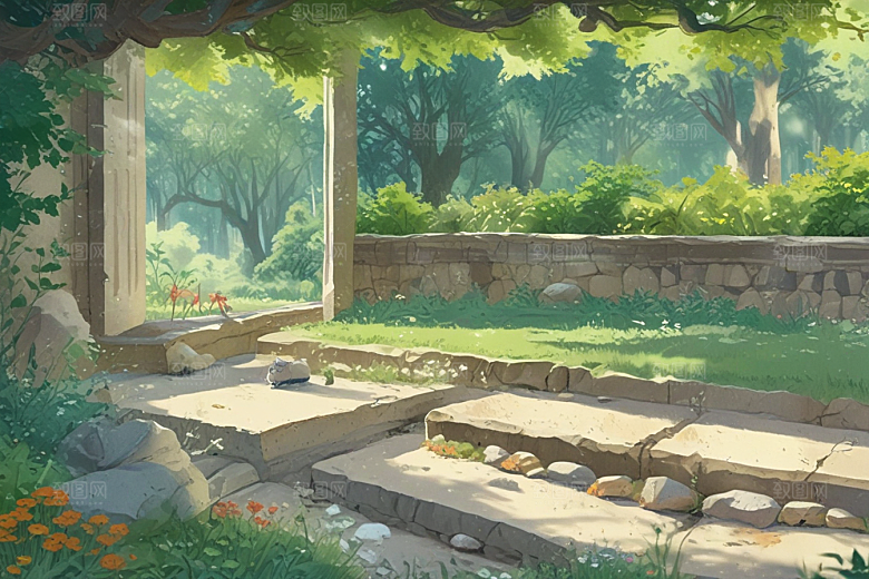 古堡花园春天景色图片