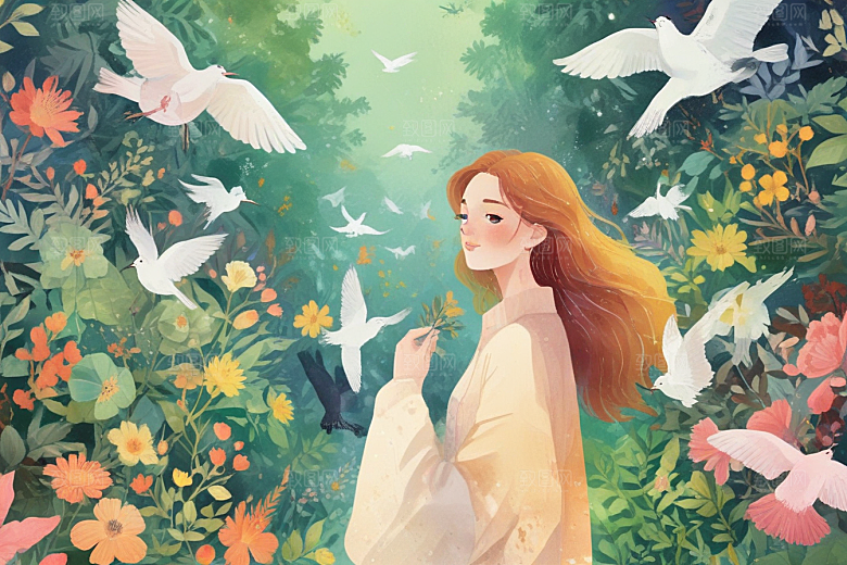 校园长发女孩图片