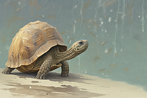 雨中慢行乌龟图片