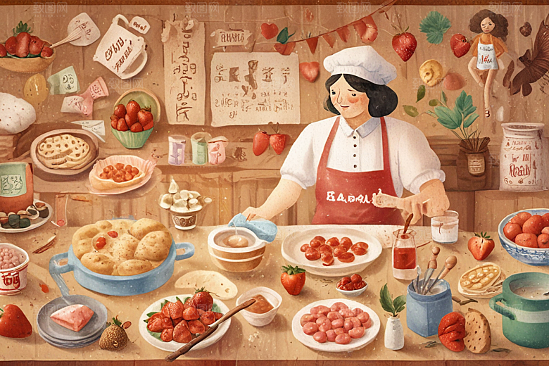 温馨厨房美食满桌图片