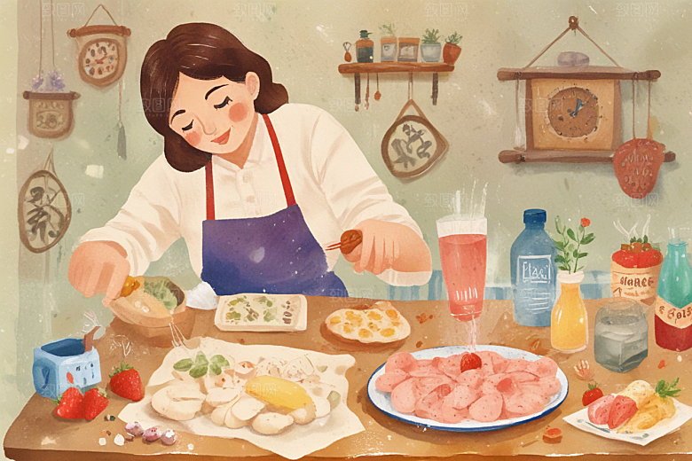 温馨厨房美食满桌图片