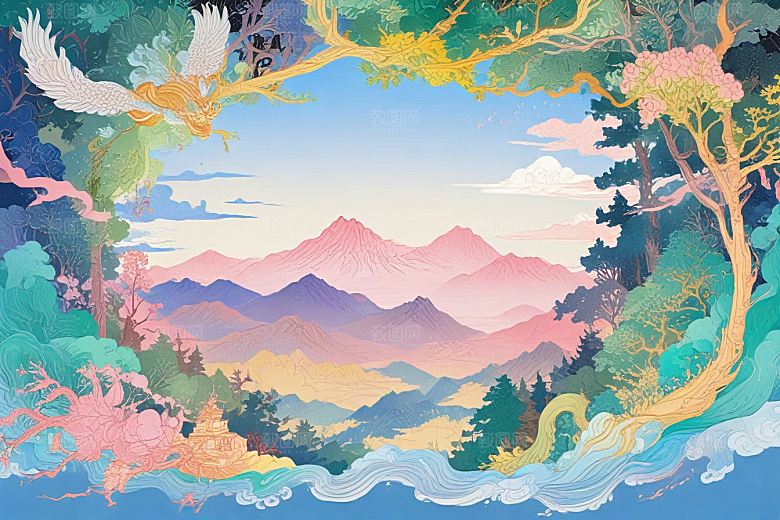 古风美景壁纸梦幻般山水画卷图片