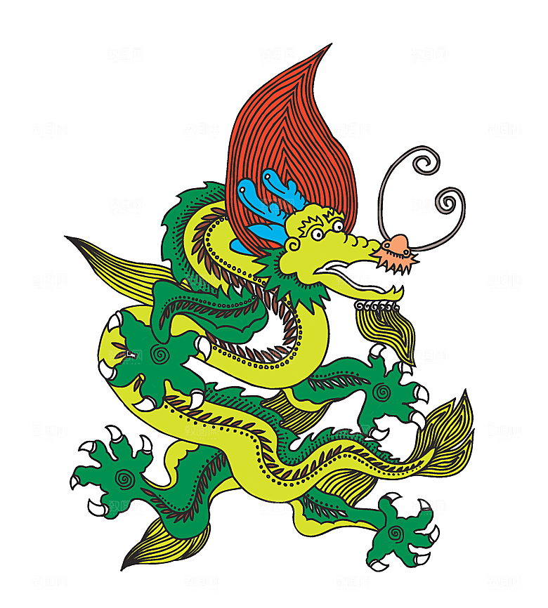 矢量手绘飞龙龙纹素材