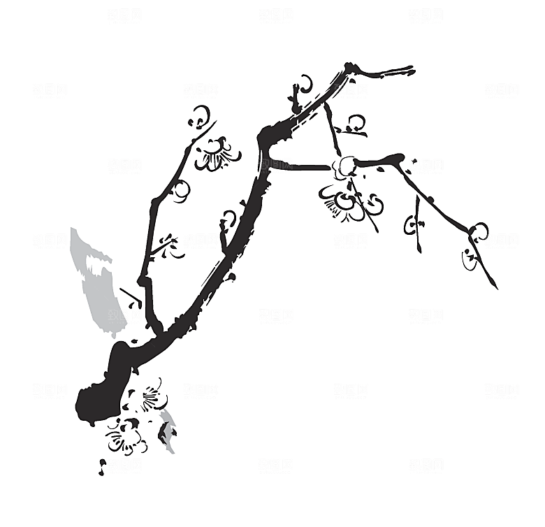 矢量梅花花枝素材