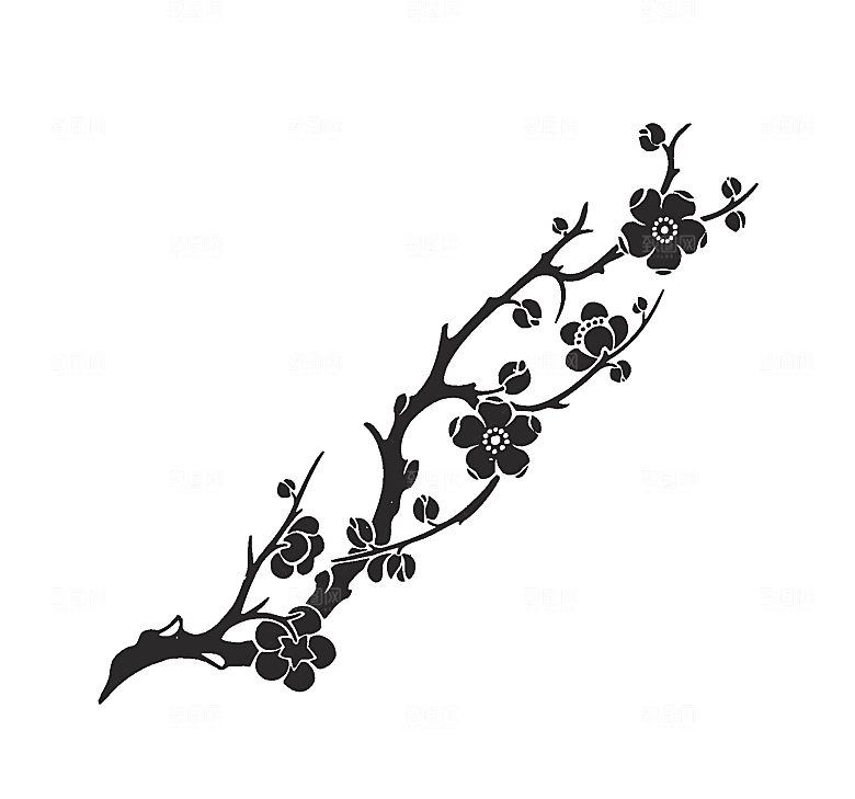 矢量梅花花枝素材