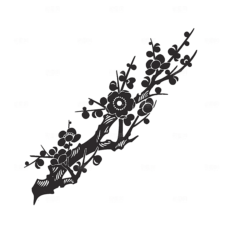 矢量梅花花枝素材