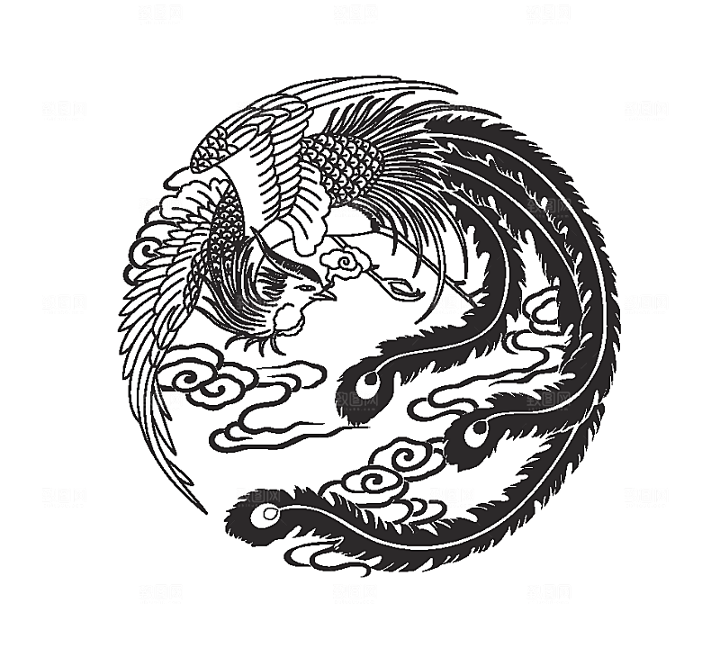 矢量凤凰花纹元素