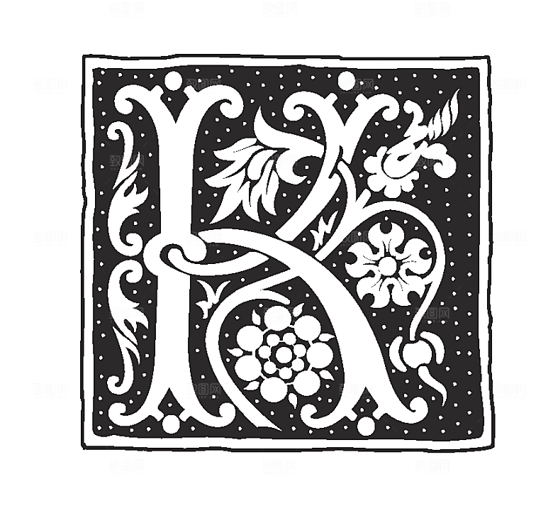 矢量英文字母花纹设计