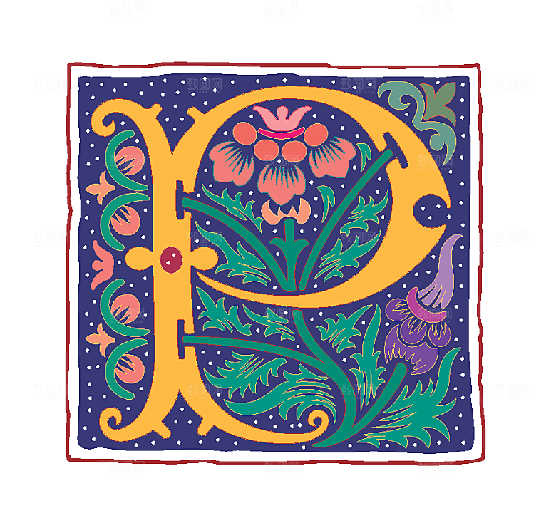 矢量英文字母花纹设计