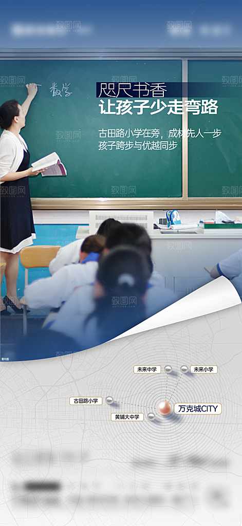 地产教育学区系列价值点海报