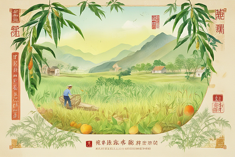 丰收季节稻谷满园图片