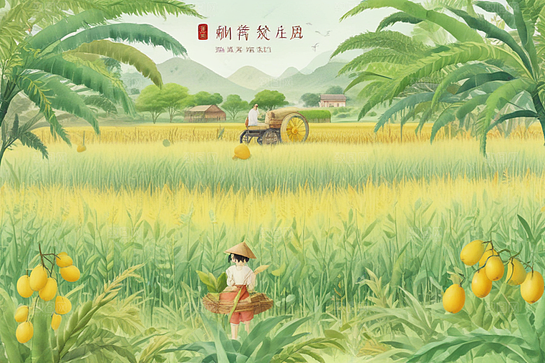 丰收季节稻谷满园图片