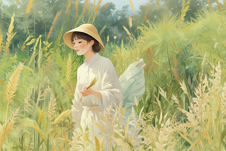 田园少女悠闲时光图片
