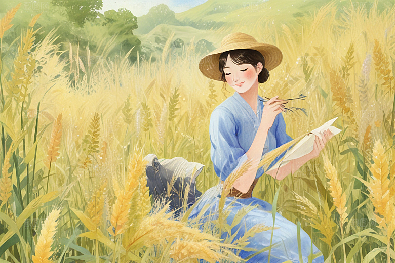 田园少女悠闲时光图片