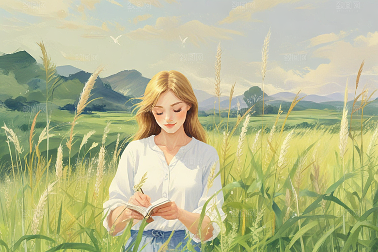 田园少女悠闲时光图片