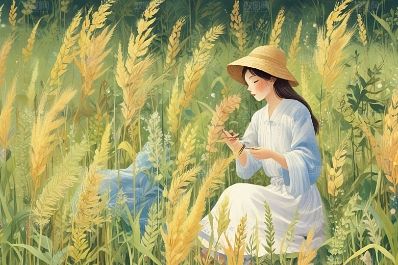 田园少女悠闲时光图片