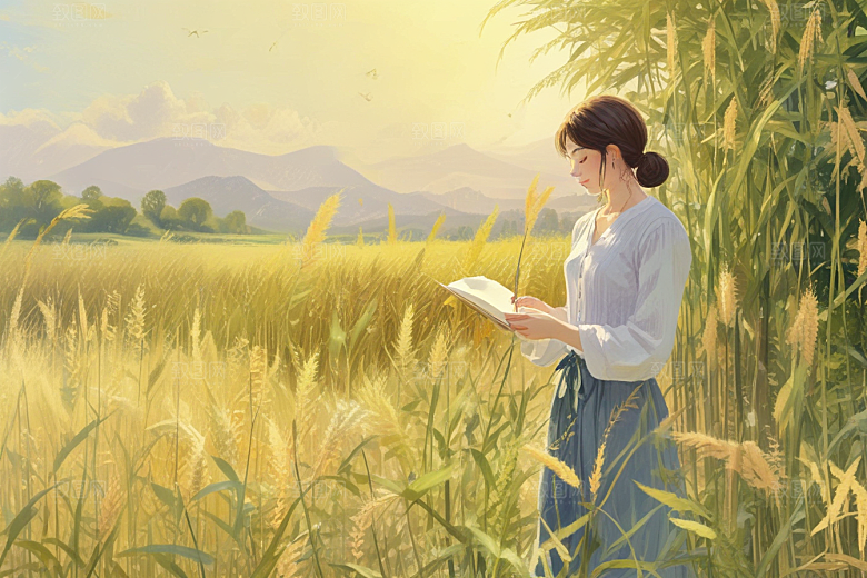 田园少女悠闲时光图片