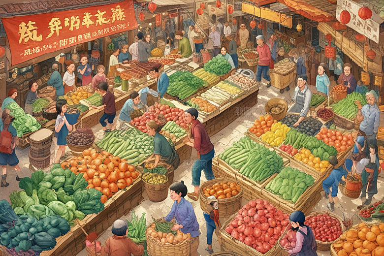 热闹繁华市井生活场景图片