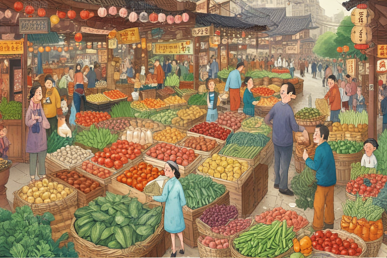 热闹繁华市井生活场景图片