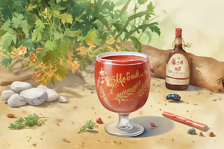 古风插画展现药酒文化韵味图片