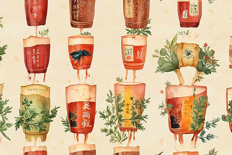 古风插画展现药酒文化韵味图片