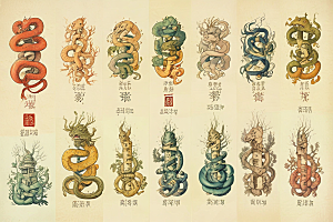 神秘植物缠绕中国风蛇图集图片