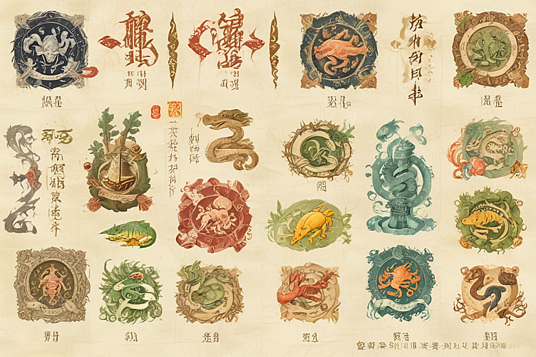 神秘植物缠绕中国风蛇图集图片