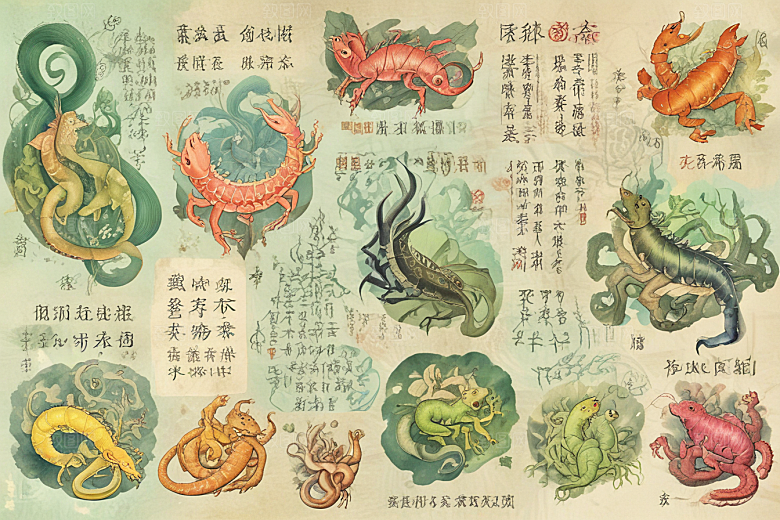 神秘植物缠绕中国风蛇图集图片