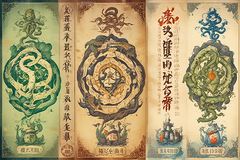 神秘植物缠绕中国风蛇图集图片