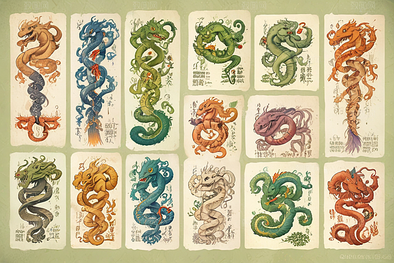 神秘植物缠绕中国风蛇图集图片