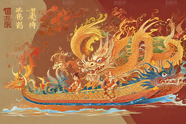 龙头船绘卷生动展现传统文化魅力图片