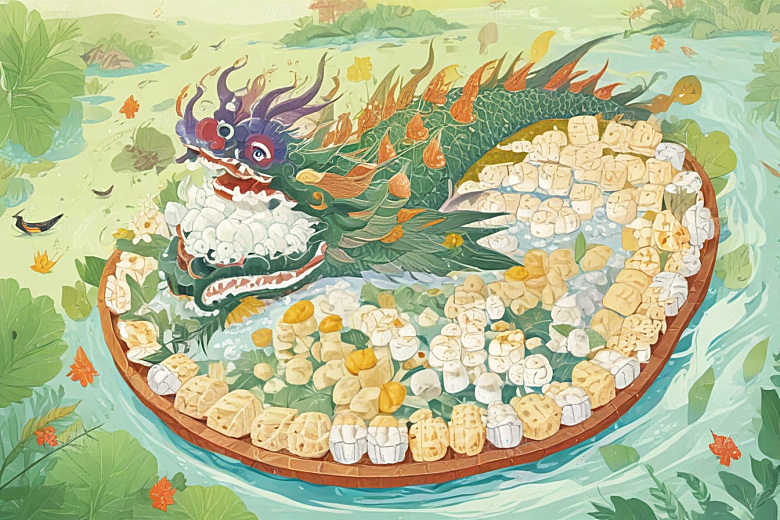 复古绿叶花环装饰画图片