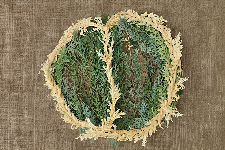 复古绿叶花环装饰画图片
