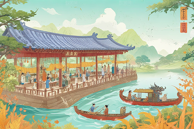 端午节龙舟竞渡盛况空前图片
