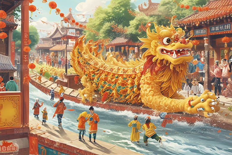 春节舞龙庆祝活动图片