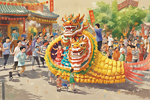 春节舞龙庆祝活动图片