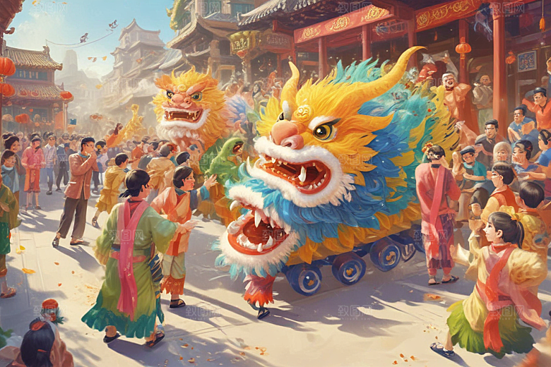 春节舞龙庆祝活动图片