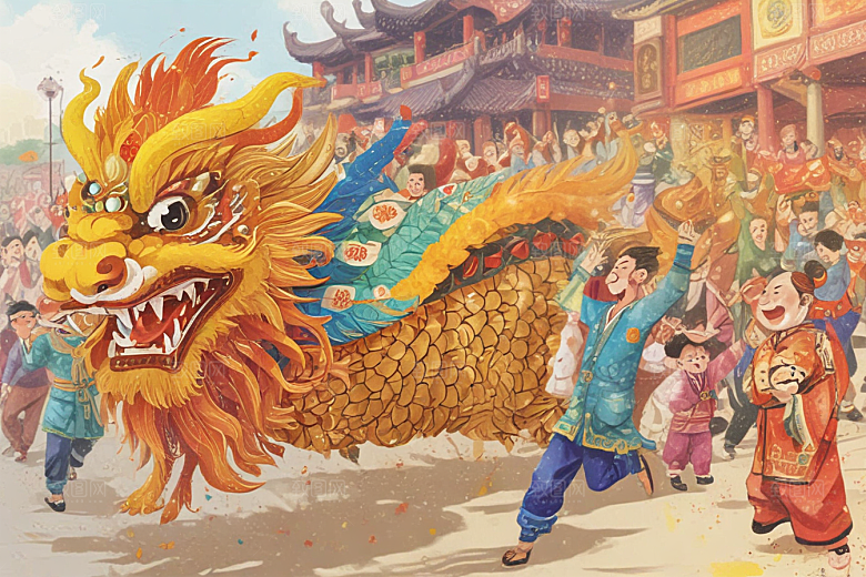 春节舞龙庆祝活动图片