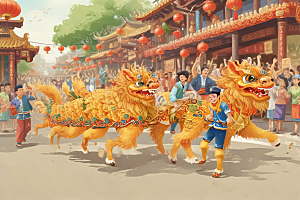 春节舞龙庆祝活动图片